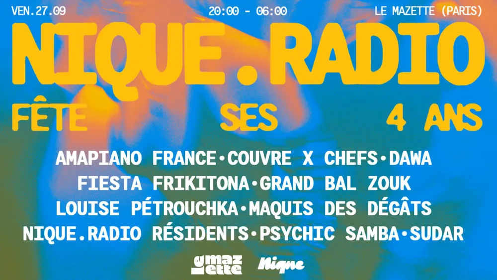 Image qui représente un ticket d'une activité (Nique.radio fête ses 4 ans) liée au point d'intéret