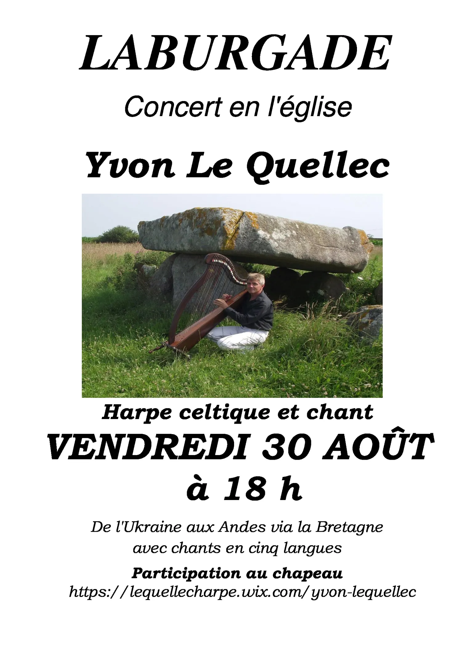 Image qui illustre: Concert Harpe Celtique Et Chant À L'église à Laburgade - 0