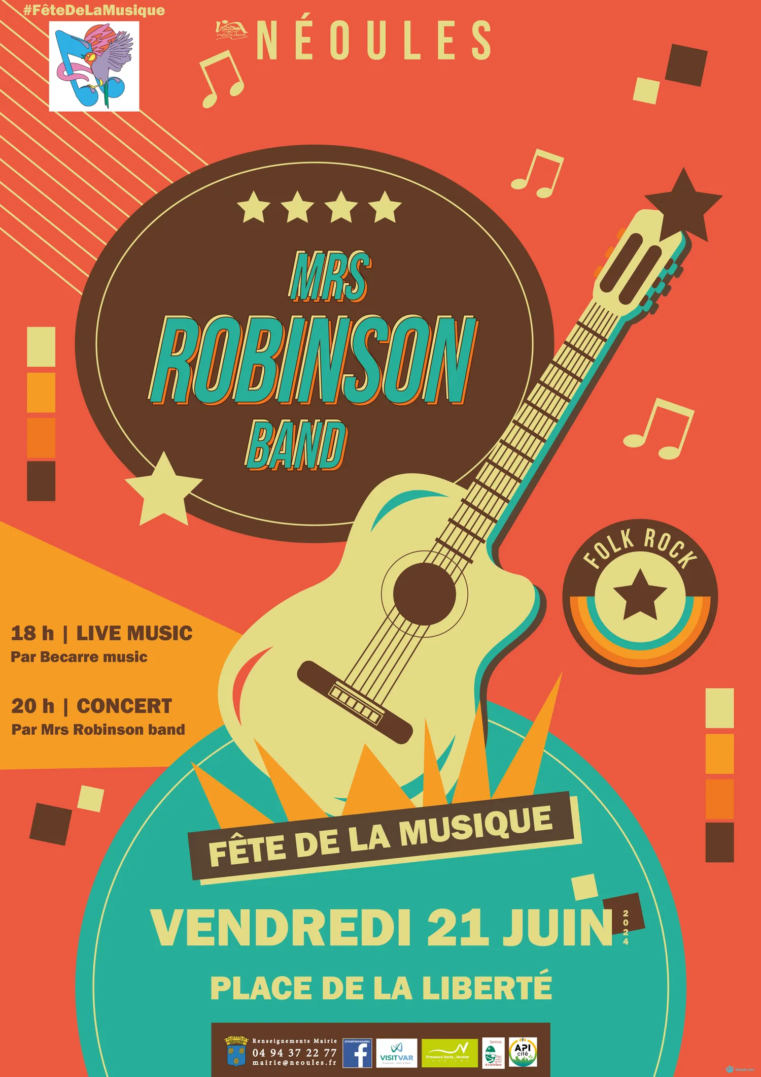 Image qui illustre: Music live & Mrs Robinson band à Néoules - 0