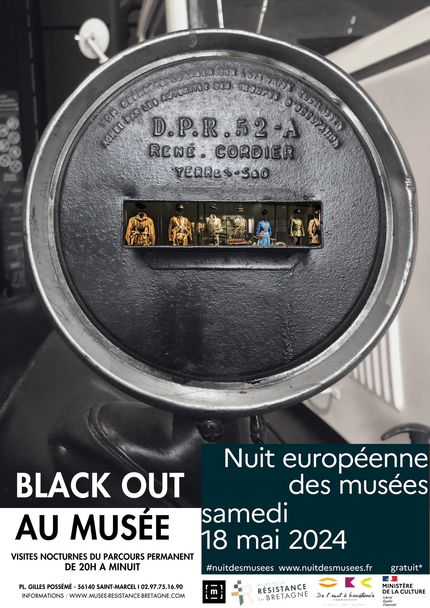 Image qui illustre: BLACK-OUT au musée de la Résistance en Bretagne - Visites nocturnes à Saint-Marcel - 0