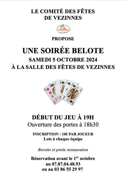 Image qui illustre: Soirée belote à Vézinnes - 0