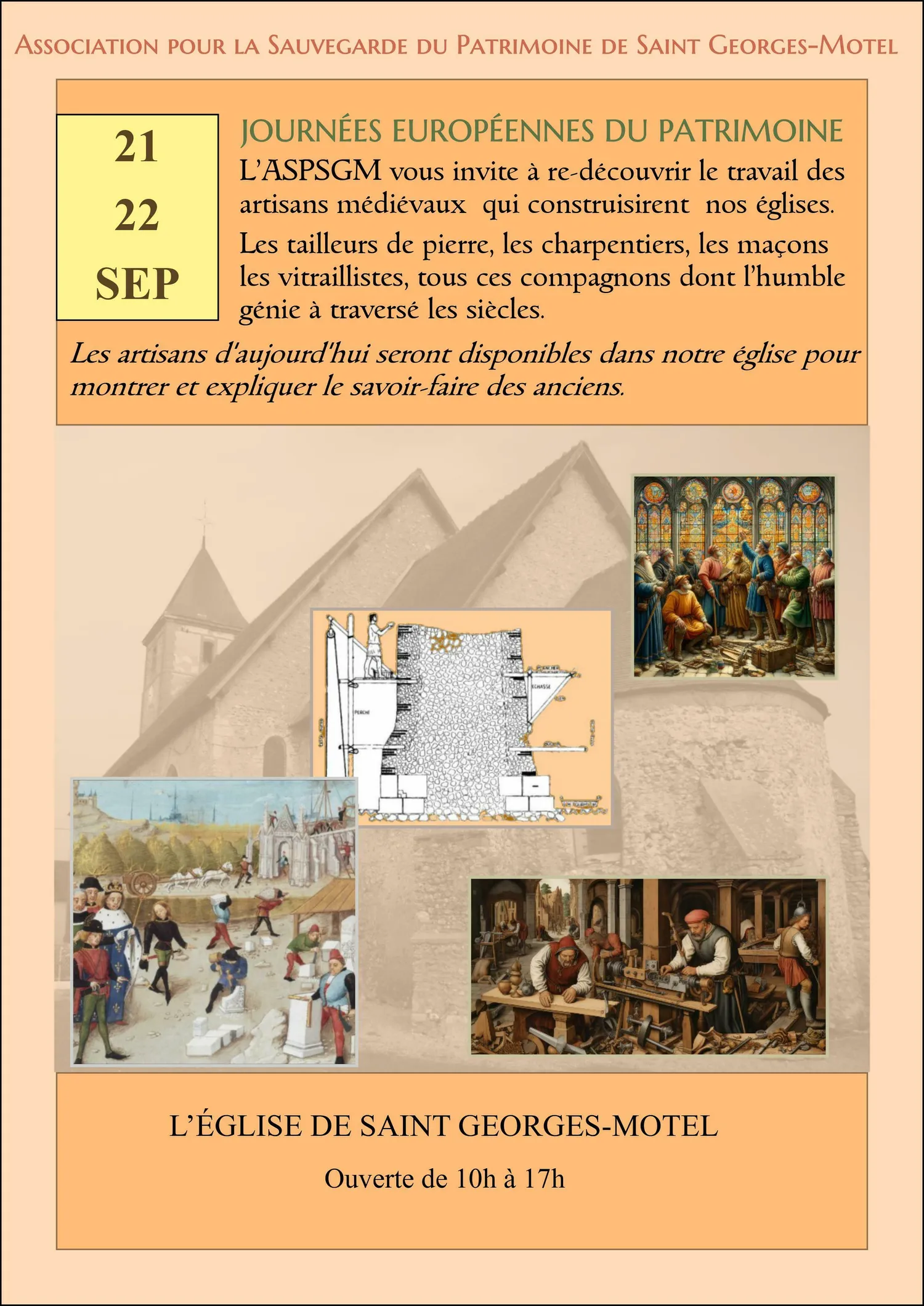 Image qui illustre: Démonstration : re-découverte du travail des artisans médiévaux qui construisirent nos églises à Saint-Georges-Motel - 0