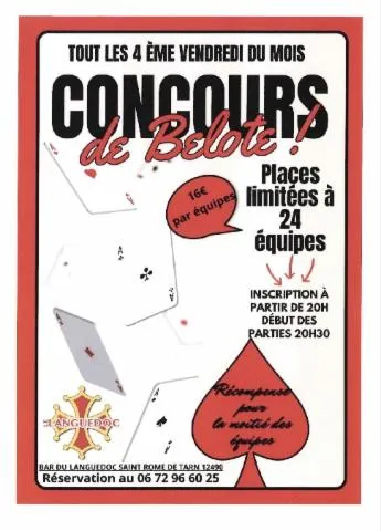 Image qui illustre: Concours De Belote Au Bar Le Languedoc