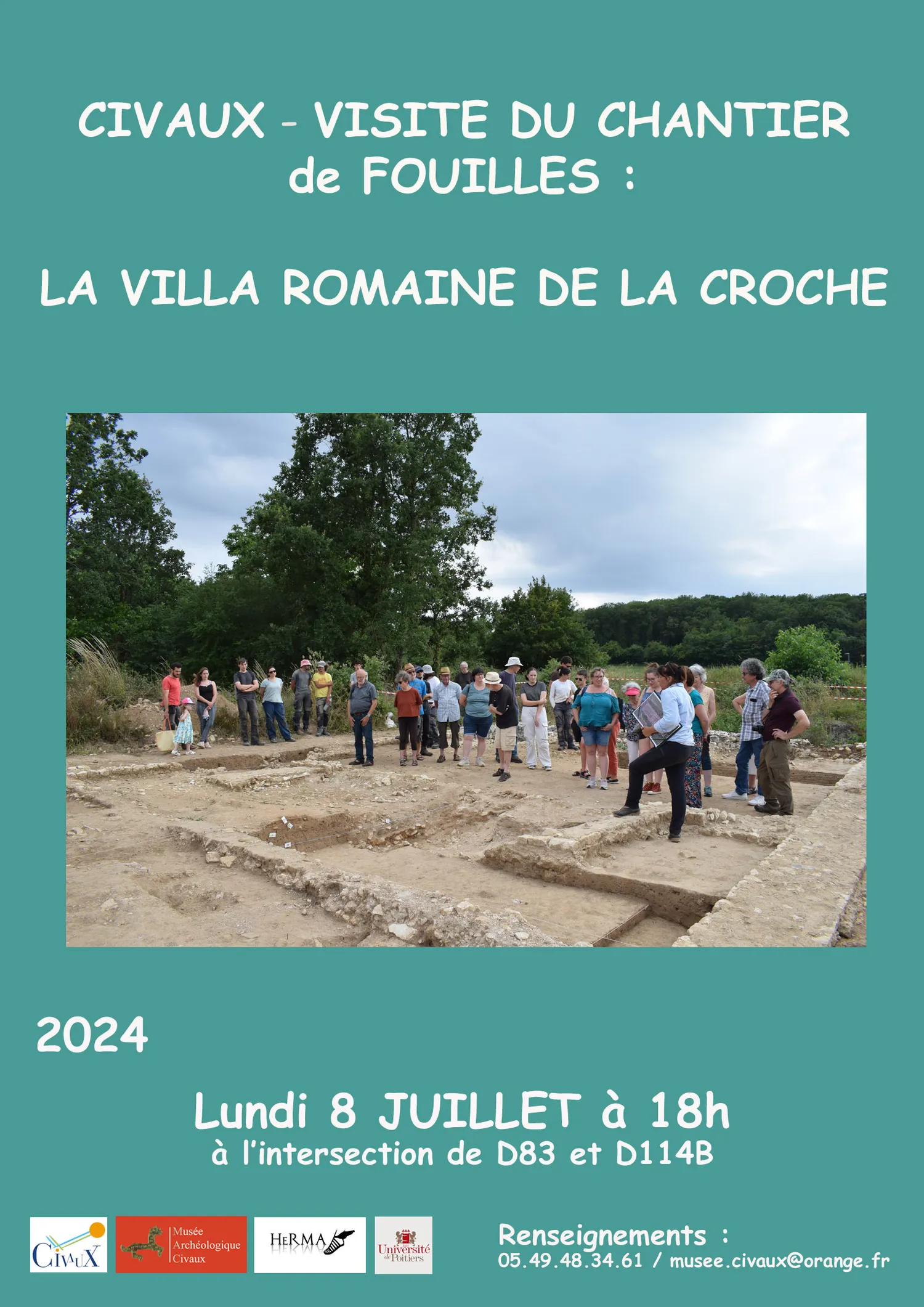 Image qui illustre: Visite du chantier de fouilles de la villa romaine de La Croche à Civaux - 0