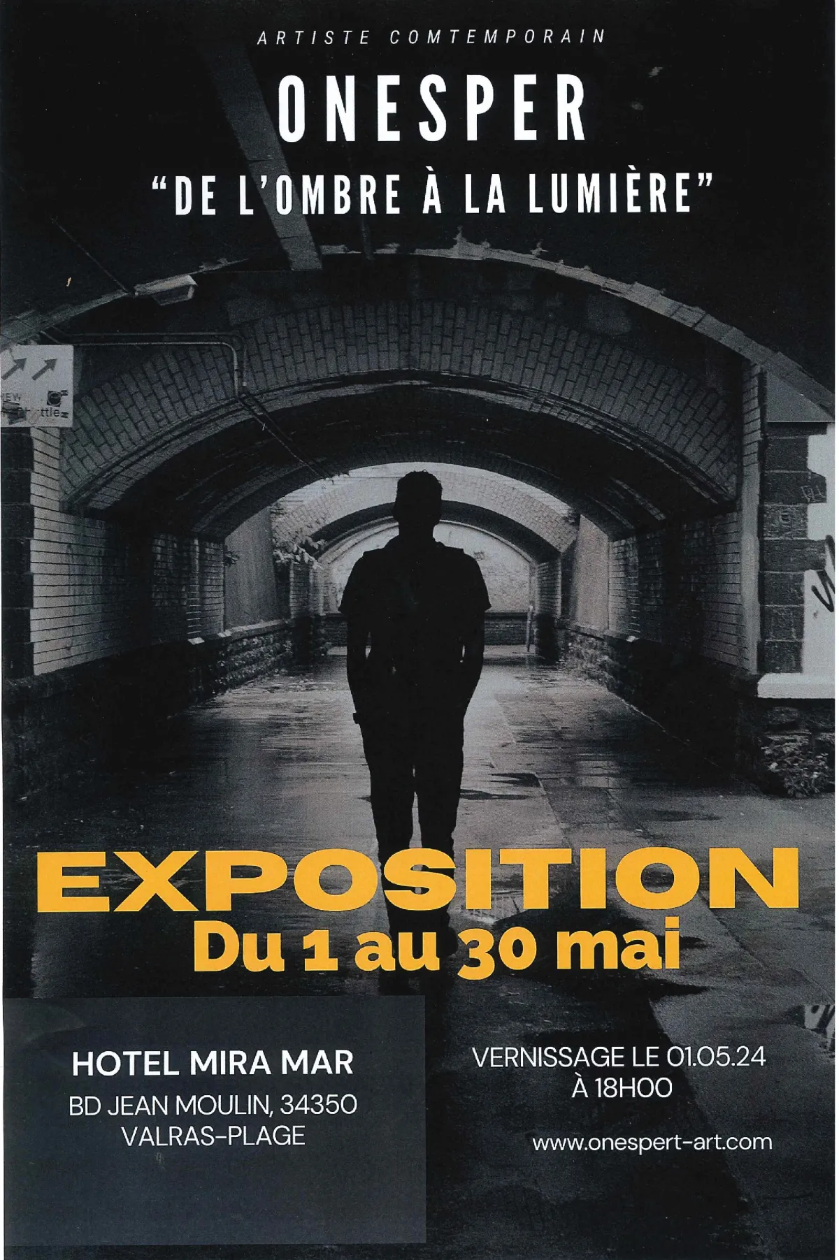 Image qui illustre: Exposition Hôtel Mira-mar- Onesper " De L'ombre À La Lumière" à Valras-Plage - 0