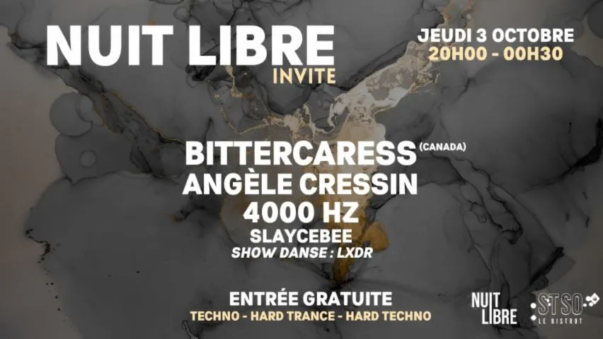 Image qui illustre: NUIT LIBRE INVITE BitterCaress - Angèle Cressin - 4000 Hz