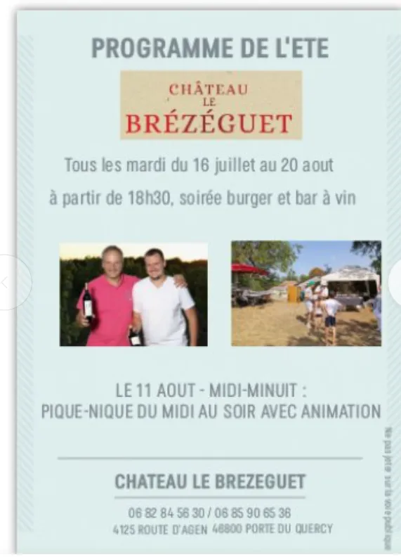 Image qui illustre: Les Mardis Burgers Et Vin Au Château Le Brézéguet à Porte-du-Quercy - 0