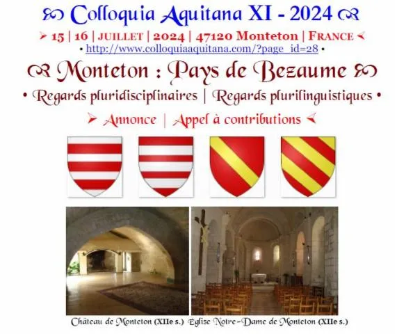 Image qui illustre: Colloquia Aquitana XI - 2024 : Monteton : Pays De Bezaume