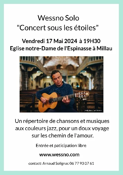 Image qui illustre: Concert Wessno Solo " Concert Sous Les Étoiles " à Millau - 0