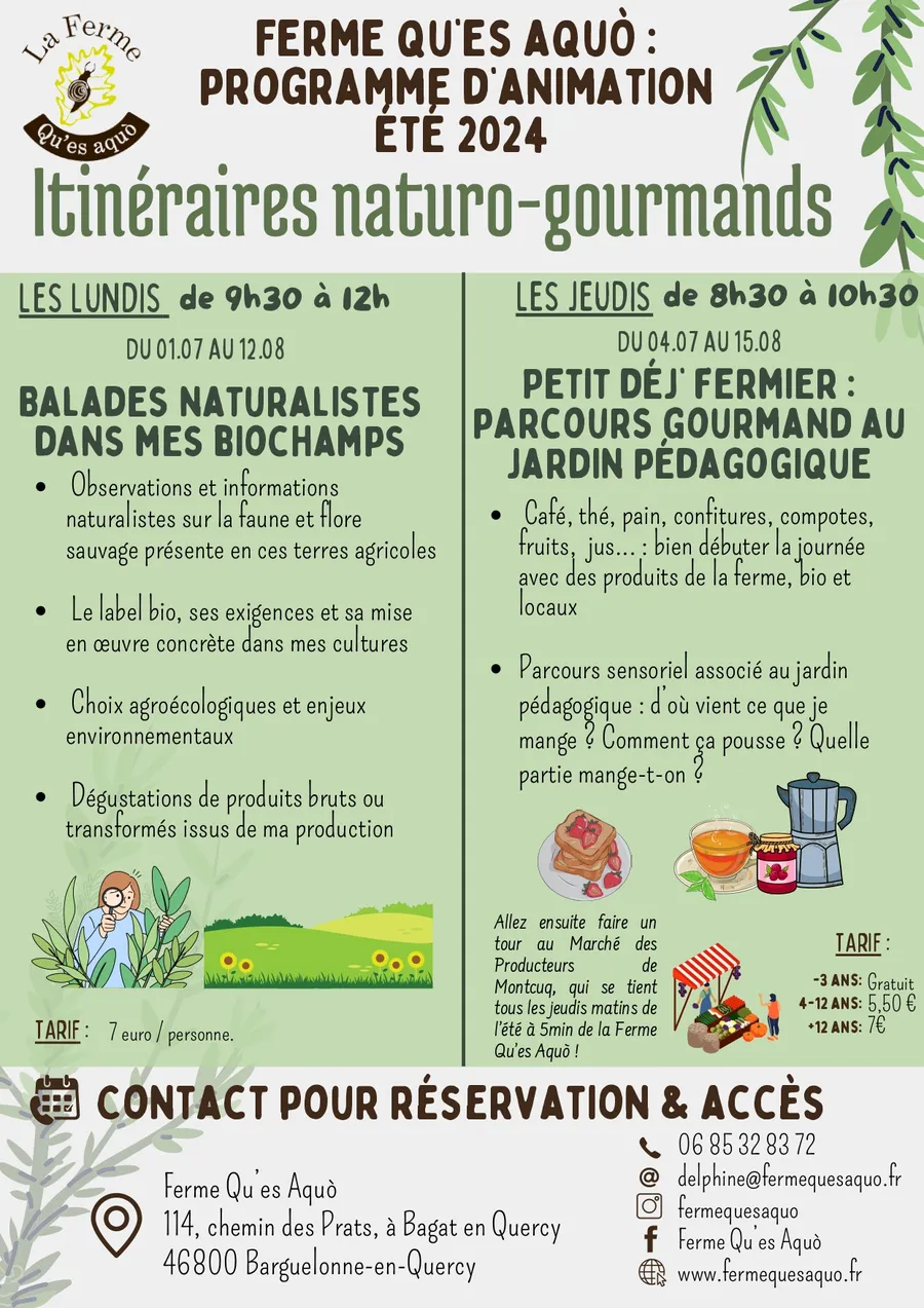 Image du carousel qui illustre: Itinéraires Naturo-gourmands À La Ferme Qu'es Aquo à Barguelonne-en-Quercy