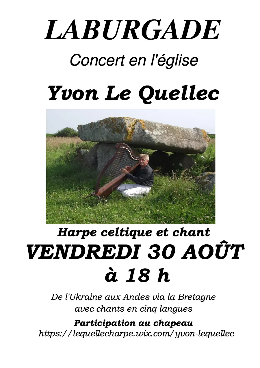 Image du carousel qui illustre: Concert Harpe Celtique Et Chant À L'église à Laburgade