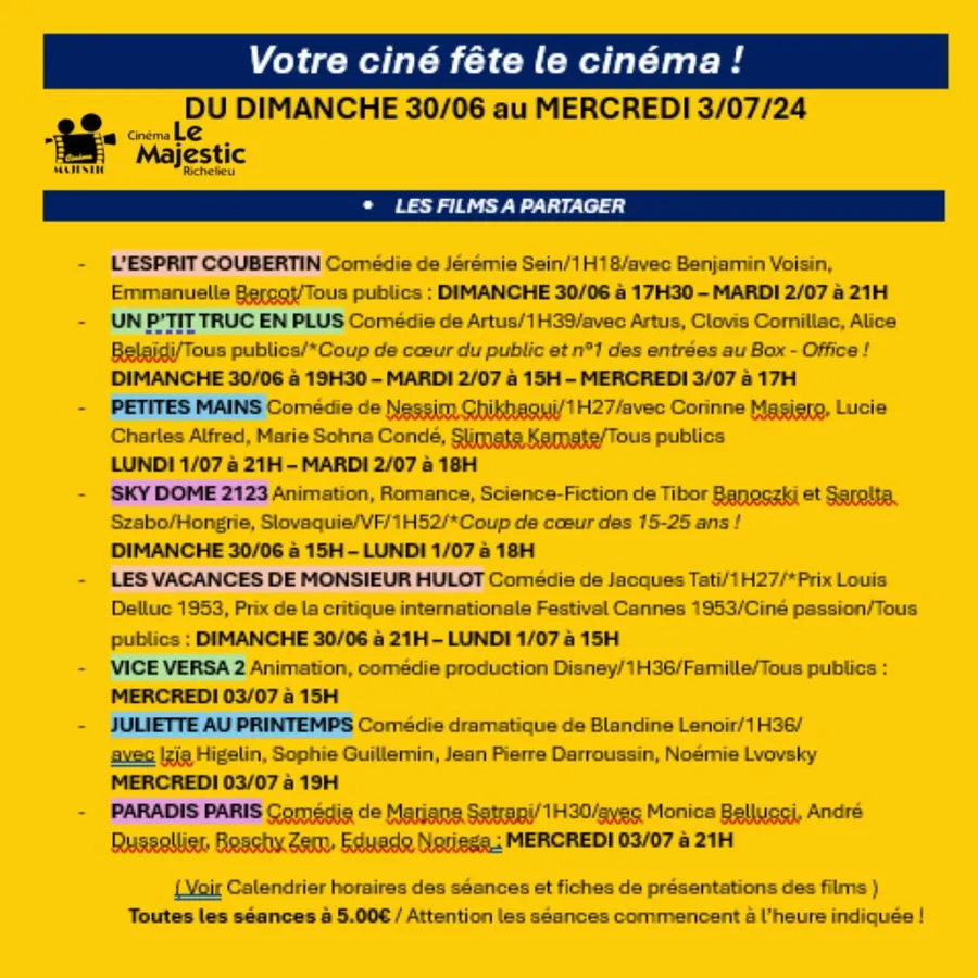 Image du carousel qui illustre: La Fête Du Cinéma à Richelieu
