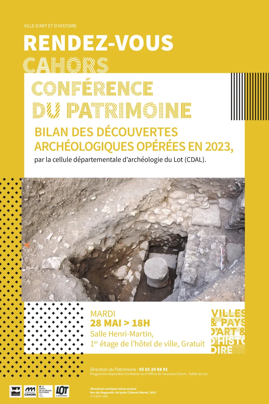 Image du carousel qui illustre: Conférence Du Patrimoine "bilan Des Découvertes Archéologiques Opérées En 2023" à Cahors