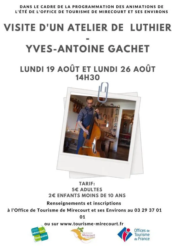 Image du carousel qui illustre: Visite D'un Atelier De Luthier Yves Antoine Gachet à Mirecourt