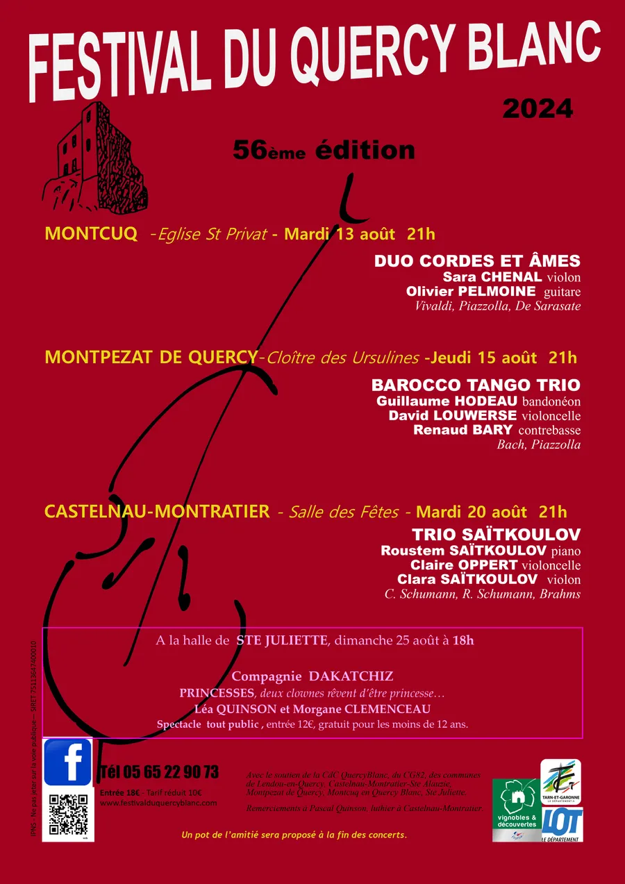 Image du carousel qui illustre: Festival Du Quercy Blanc: Duo Cordes Et Âmes à Montcuq-en-Quercy-Blanc
