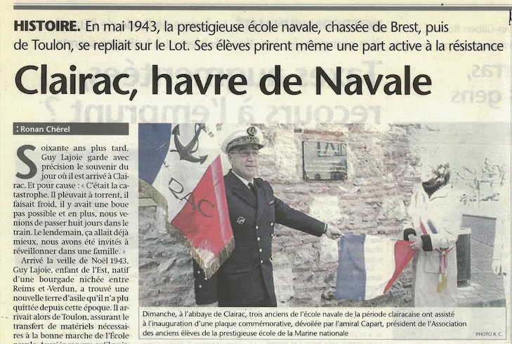 Image du carousel qui illustre: 1943-1944 :  l'École navale s'installe à Clairac à Clairac