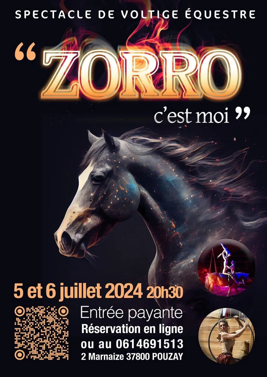 Image du carousel qui illustre: Spectacle De Voltige Équestre "zorro, C'est Moi" à Pouzay