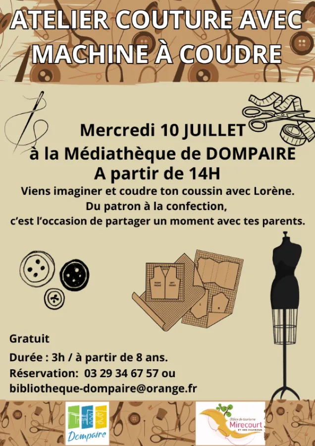 Image du carousel qui illustre: Atelier Couture Avec Machine À Coudre à Dompaire