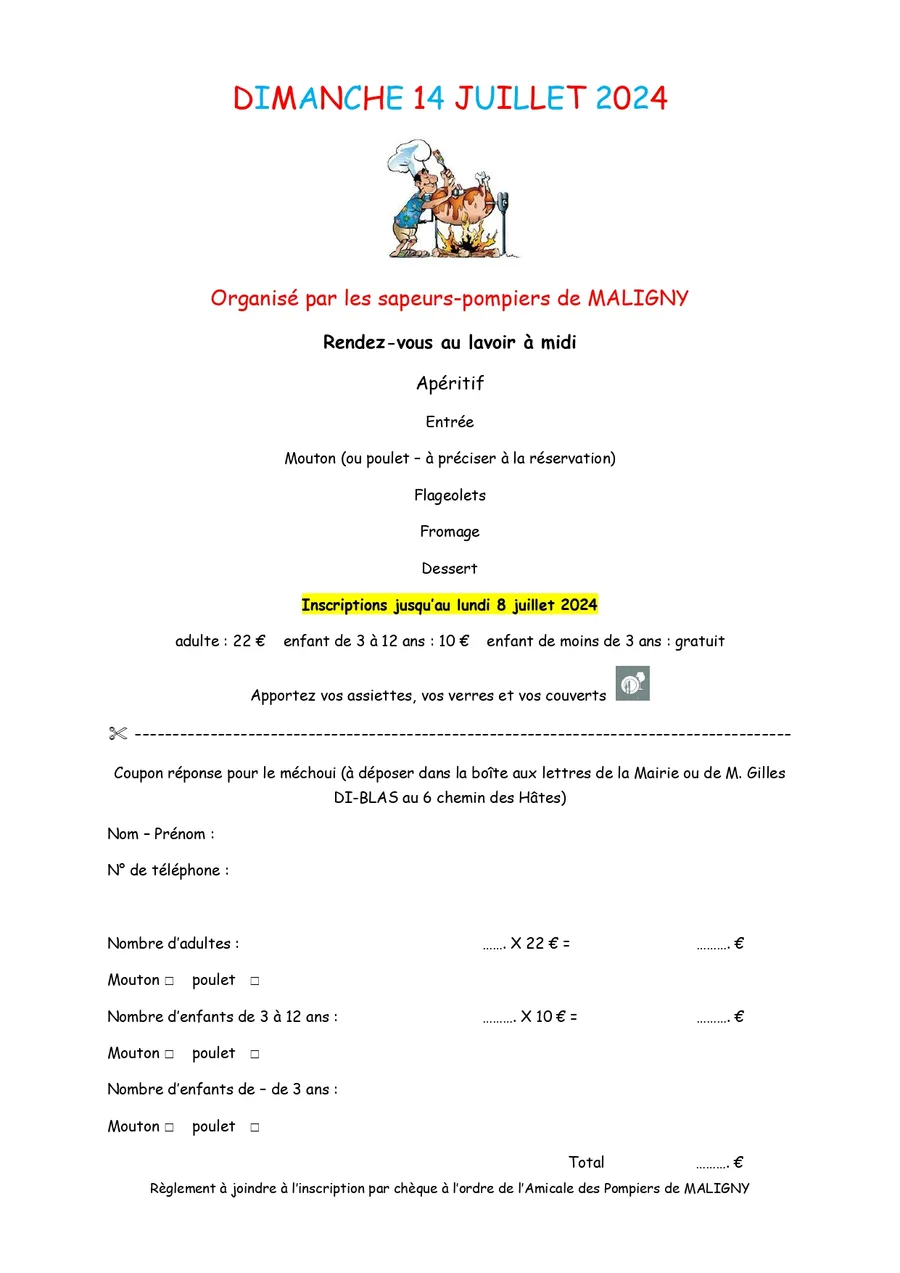 Image du carousel qui illustre: Repas du 14 juillet à Maligny