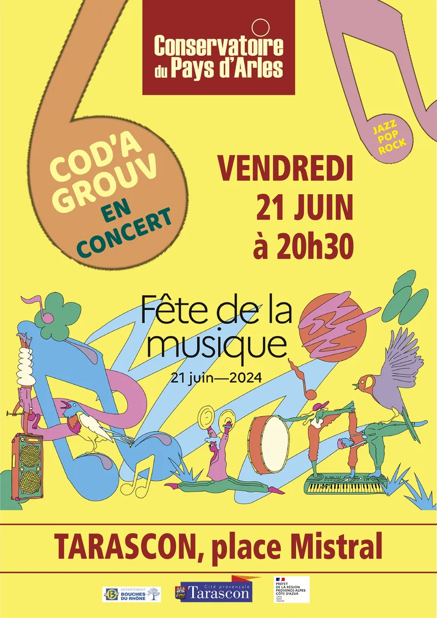 Image du carousel qui illustre: Fête de la musique : Le groupe Cod'a groove du conservatoire à Tarascon