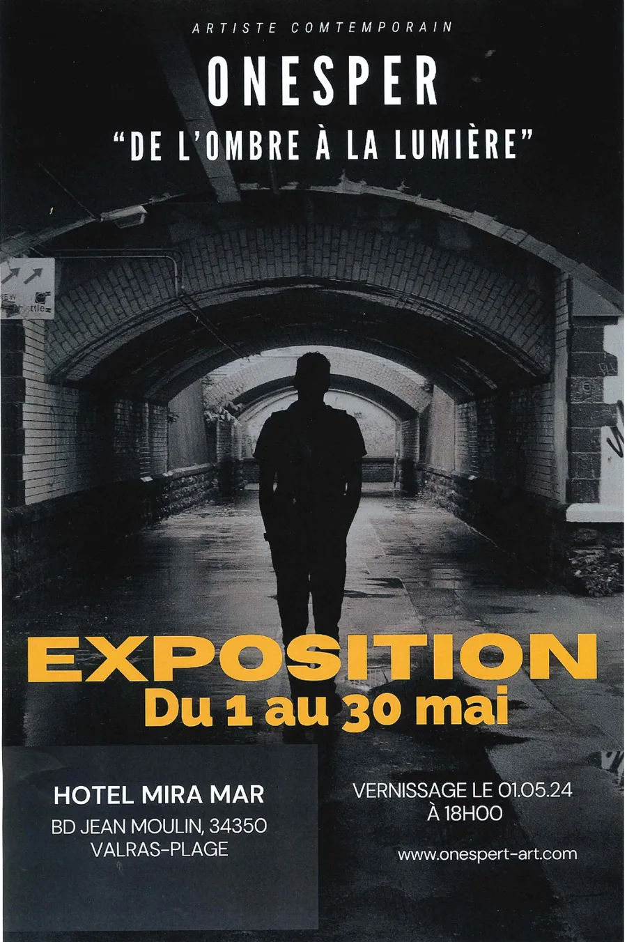 Image du carousel qui illustre: Exposition Hôtel Mira-mar- Onesper " De L'ombre À La Lumière" à Valras-Plage