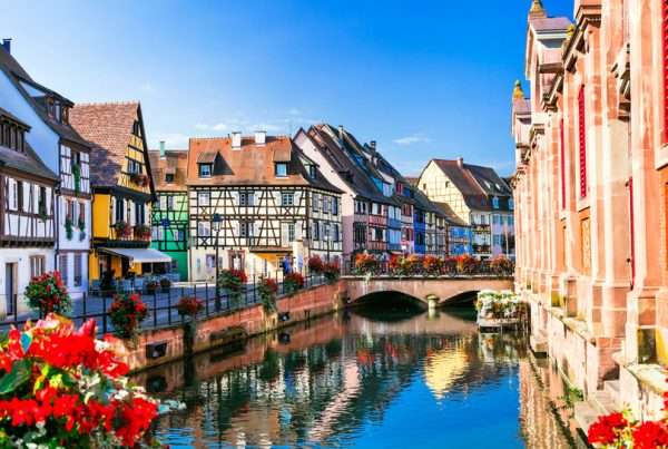 Beautiful view of colorful romantic city Colmar, France, Alsace