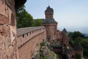 Chateau du Haut-Koenigsbourg, beautiful historic castle on the hill above Colmar, France, popular tourist landmark