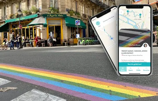 Image qui représente un ticket d'une activité (Visite du Marais branché avec un guide sur votre smartphone) liée au point d'intéret