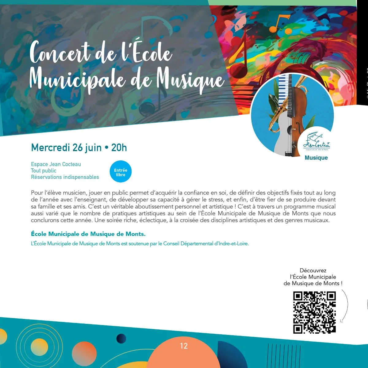 Image qui illustre: Concert De L’école Municipale De Musique à Monts - 0