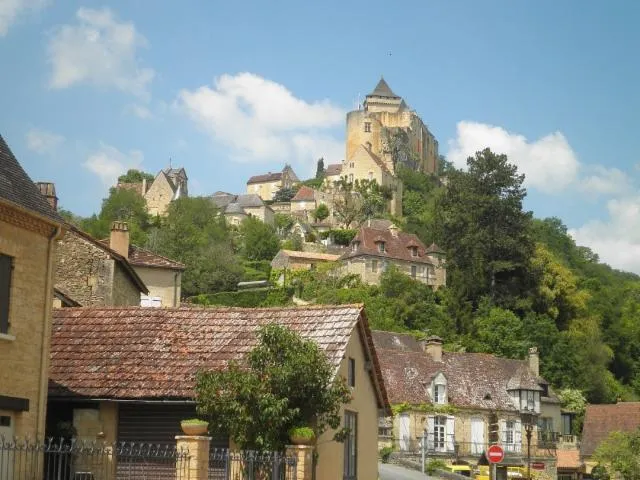 Image qui illustre: Point de vue sur la Dordogne , Croix de la mission  à Castelnaud