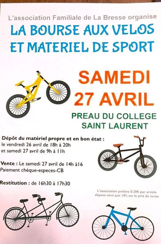 Image du carousel qui illustre: Bourse Aux Vélos Et Matériel De Sport à La Bresse