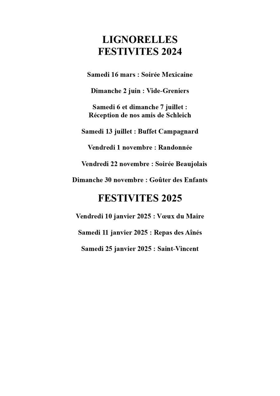 Image du carousel qui illustre: Festivités 2024 et 2025 à Lignorelles